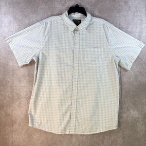 Gibson Trading‎ Co Button Up Shirt Men Blue White Size XL Short Sleeve Geometric